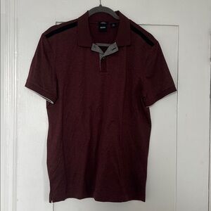 Boss Burgundy Polo with Black Details